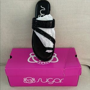 NEW Summer Sandals Glass Beaded Black Sandals